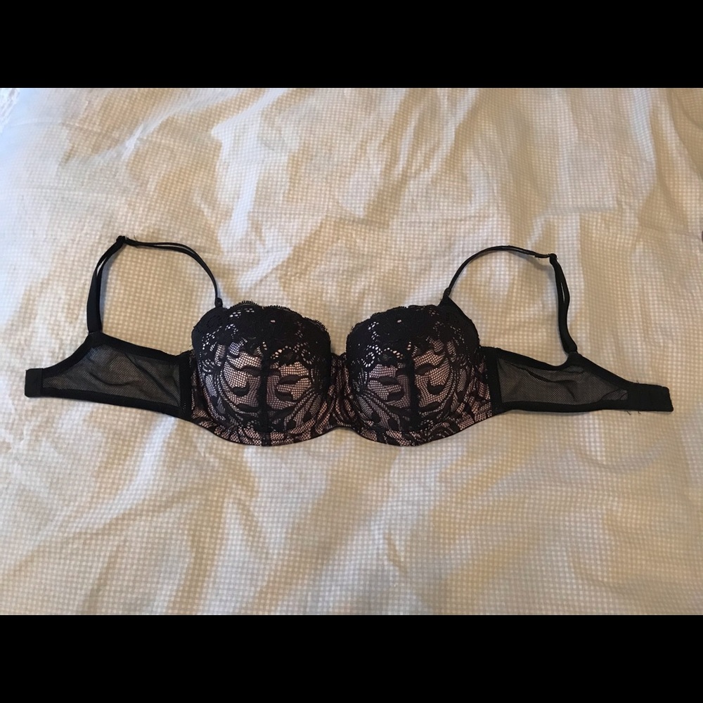 VS padded lace demi 34C black and pink